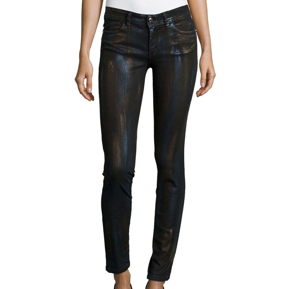 Roberto Cavalli black coated jeans